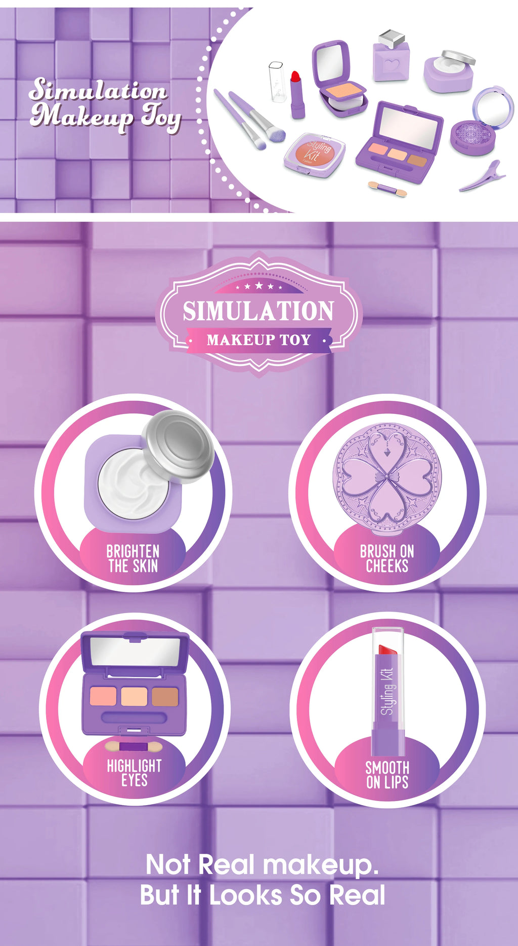 New Children's Pretend Play Makeup Toy Set Safe and Non-toxic Simulation Little Girl Makeup Toy Girl Birthday Gift
