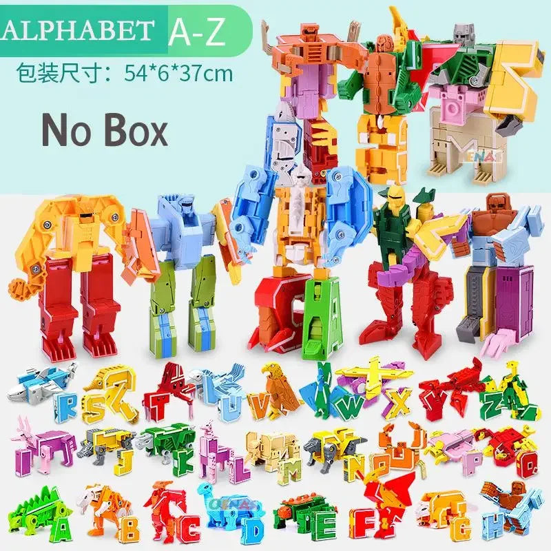 26 A-Z letter Alphabet Animal Dinosaur Warrior Deformation Action Figures Transformation Robot Toys For Children Gift Brinquedos