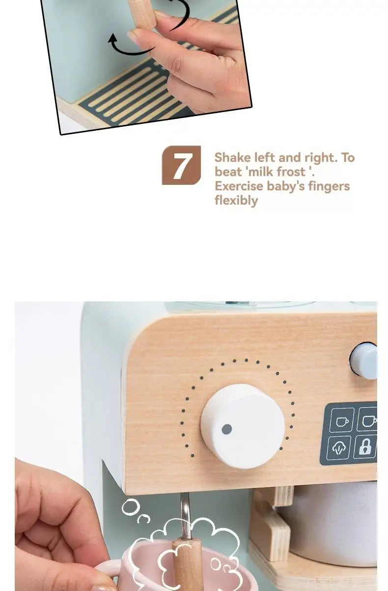 Children's Wooden Playhouse Toys Game House Toys Wooden Coffee Machine Wooden Cash Register Puzzle Interactive Education