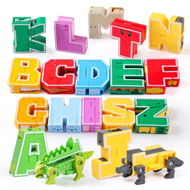 26 A-Z letter Alphabet Animal Dinosaur Warrior Deformation Action Figures Transformation Robot Toys For Children Gift Brinquedos