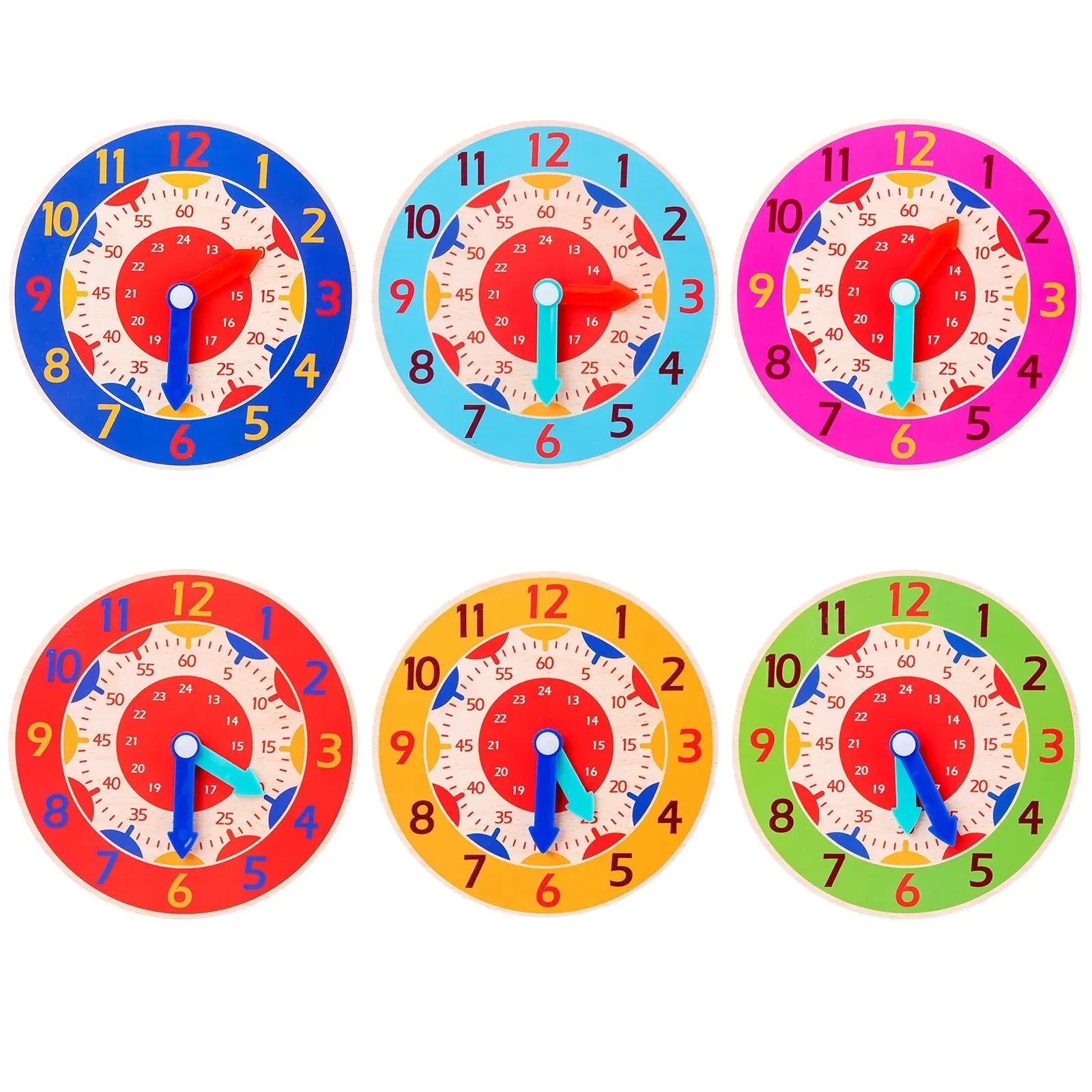 Kids Montessori Wooden Clock - Educational Time Learning Toy