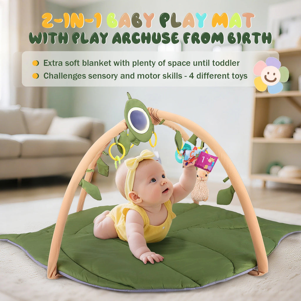 Baby Play Mat with Arch - Leaf-Shaped Extra Thick Mat