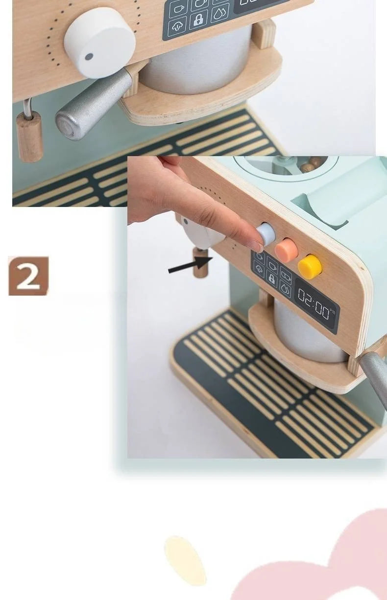 Children's Wooden Playhouse Toys Game House Toys Wooden Coffee Machine Wooden Cash Register Puzzle Interactive Education