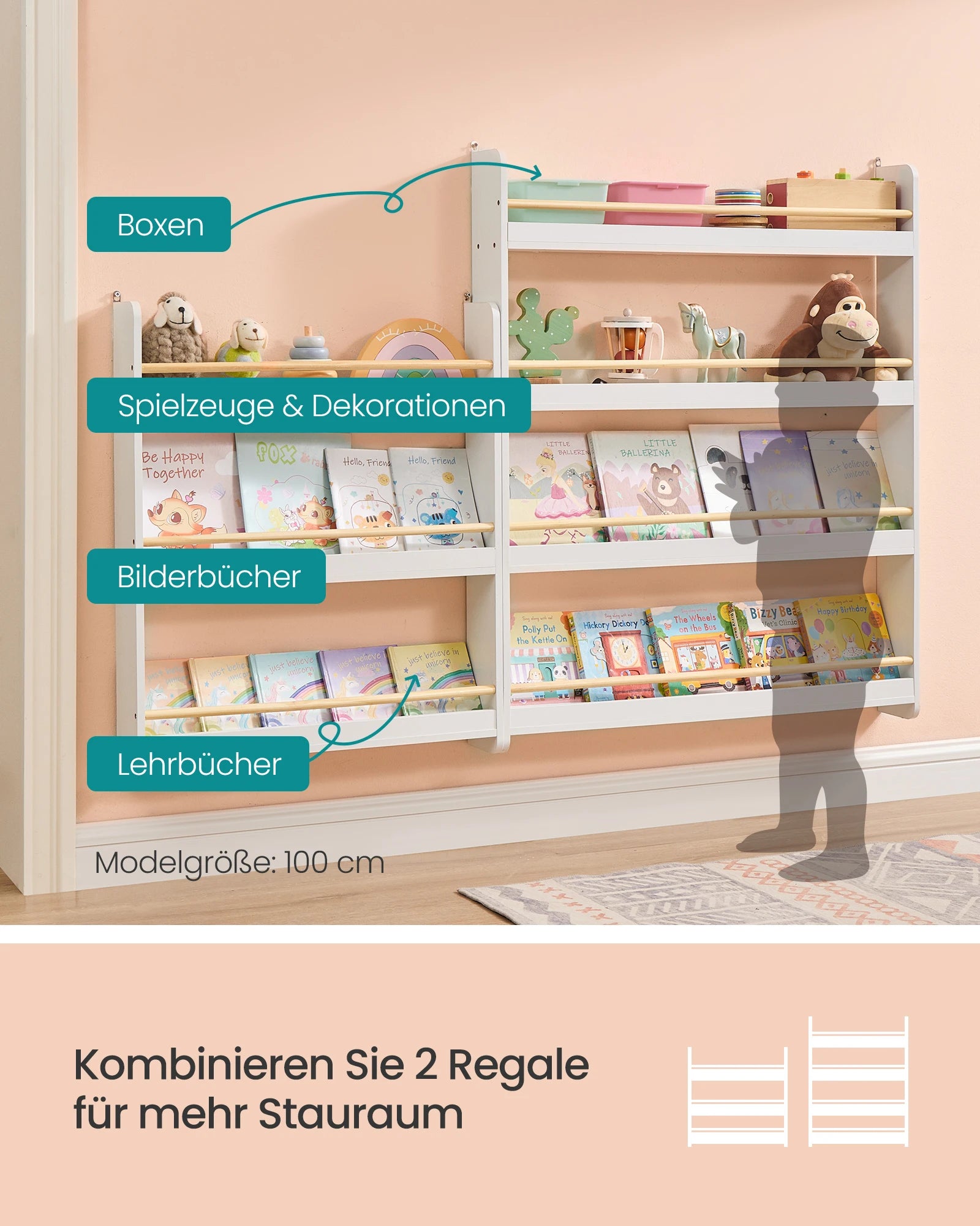 SONGMICS Bookshelf Children 3 Level toys Shelf CHILDREN'S room Playroom
