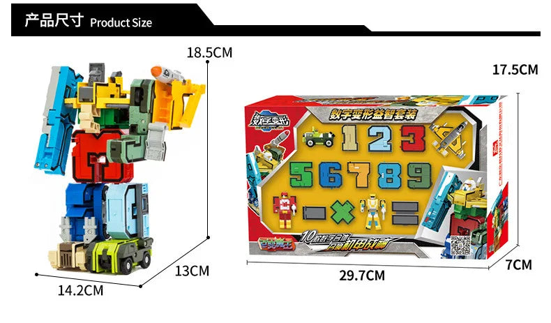 With Box Assemble Number Robots Transformation Action Figure Car Dinosaur Model Deformation Digit Letters Alphabet Toys