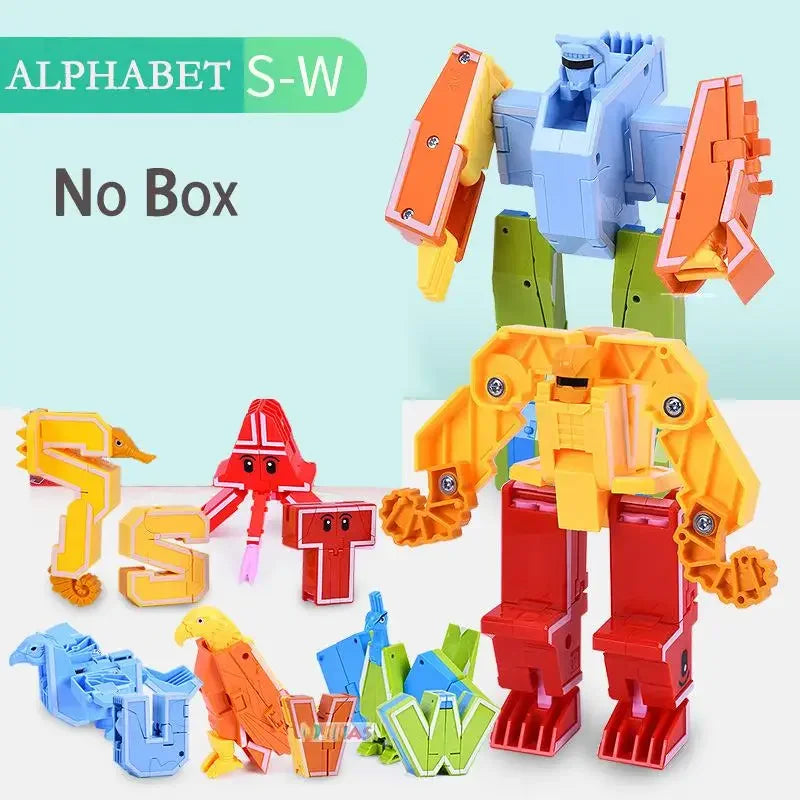 26 A-Z letter Alphabet Animal Dinosaur Warrior Deformation Action Figures Transformation Robot Toys For Children Gift Brinquedos