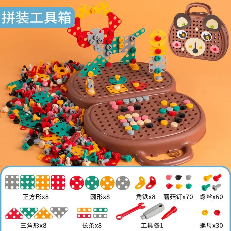Simulated Electric Screwdriver for Children's Play Home Twisting Screws Puzzle Toy Assembly and Repair Toolbox Christmas Gift