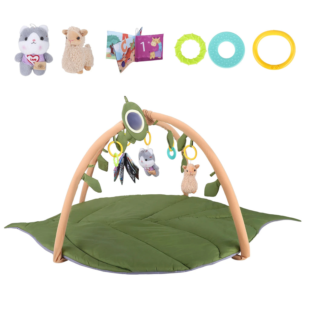 Baby Play Mat with Arch - Leaf-Shaped Extra Thick Mat