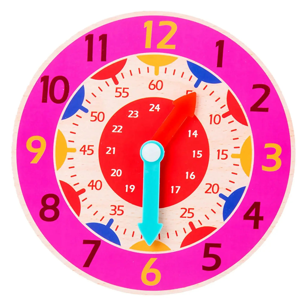 Kids Montessori Wooden Clock - Educational Time Learning Toy