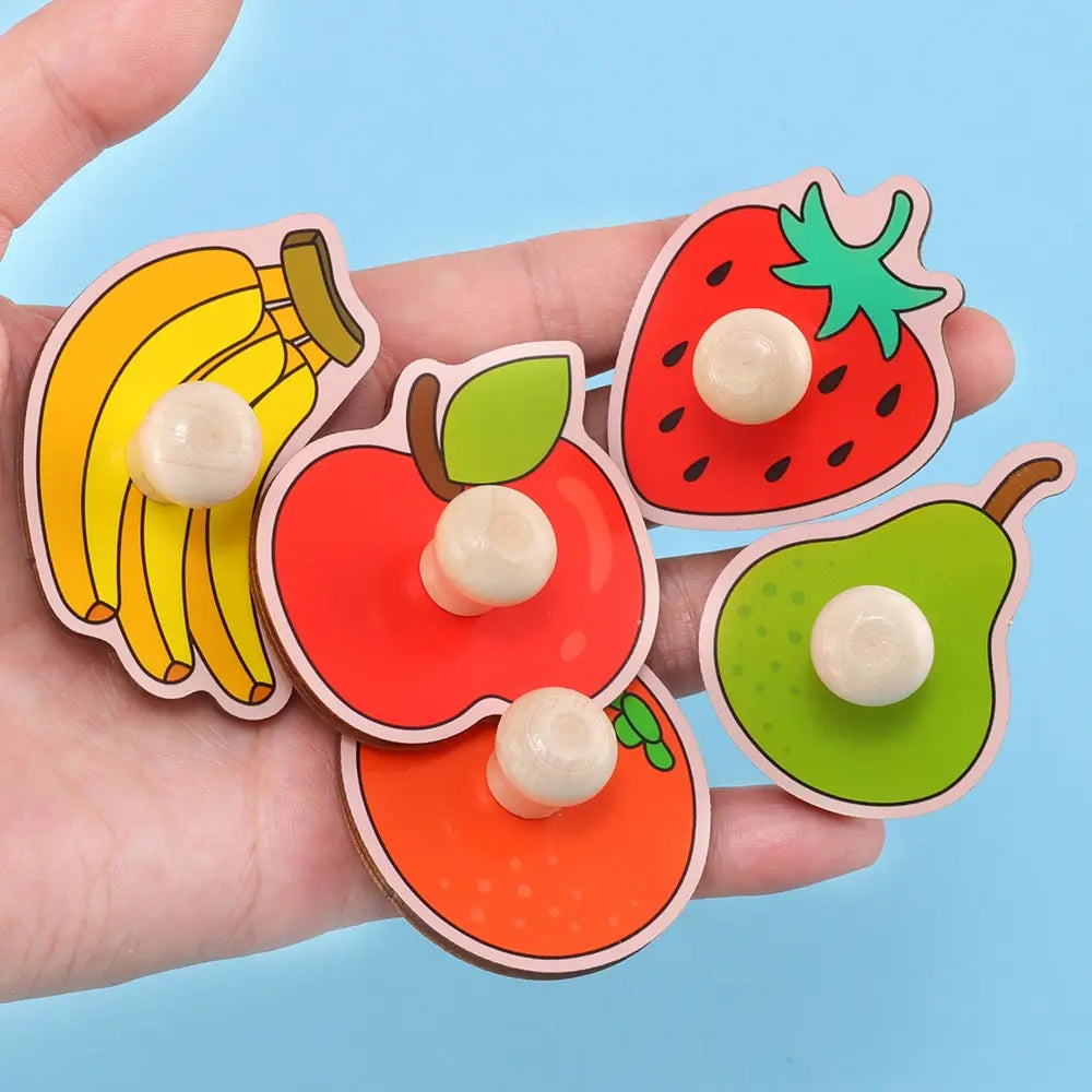 Montessori Wooden Puzzle Toy for Toddlers, Fruit Shape Peg Board Sensory Toy - Baby Early Learning Fine Motor Skill Gift