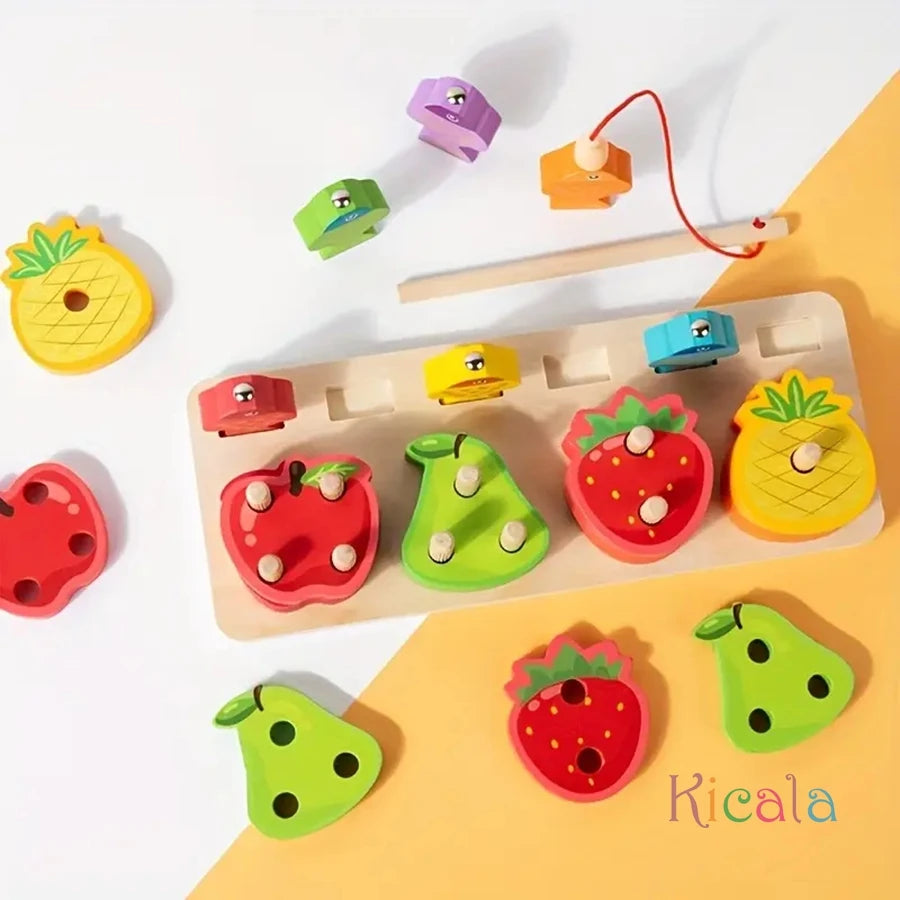 Kids Wooden Educational Sorting and Fishing Game Toy