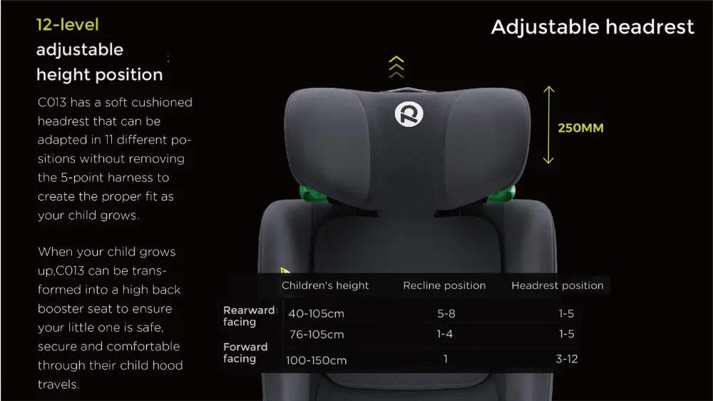 Child seat 360° ISOFIX rotating baby car seat, ECE R129/0-36 kg/0-12 years, 5-point seat belt