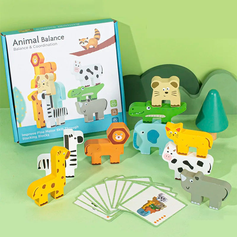 Sharing Wooden Animal Balance Stacking Game Montessori Toy