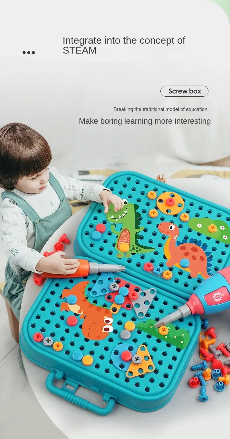 Children Toys Tool Set Electric Drill Screw Nut 3D Puzzle Toys Pretend Play Repair Tool Box Drilling Assembly Educational Toys