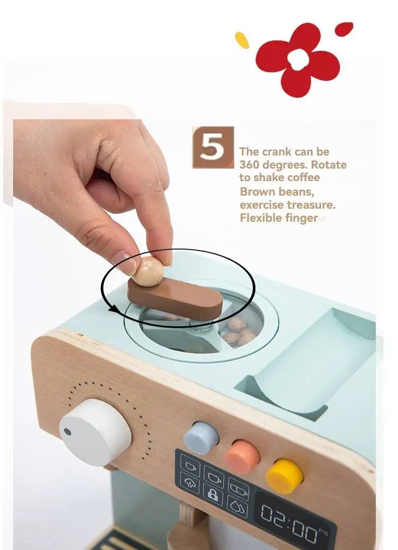 Children's Wooden Playhouse Toys Game House Toys Wooden Coffee Machine Wooden Cash Register Puzzle Interactive Education