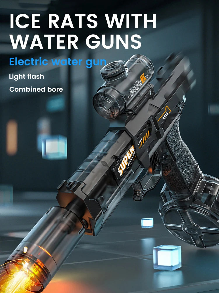 Children Simulated Flame Electric Water Gun Toys Summer Outdoor Beach Pool Fight Game Kids Automatic Sensor Lights Watergun Gift
