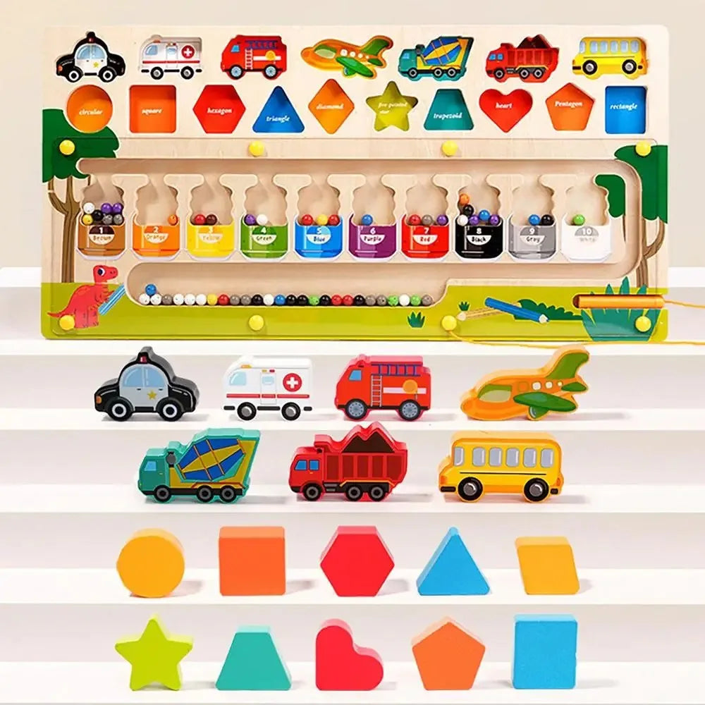 Montessori Magnetic Wooden Color and Number Maze Toy