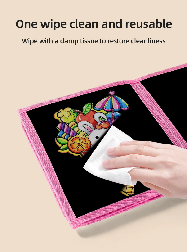 Foldable Chalkboard Book Children's Drawing Board Capable Of Repeatedly Scrubbing Drawing Writing Books (With 12 Watercolor Pen)