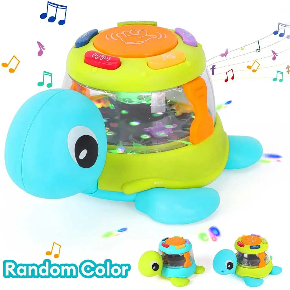 Mini Crab Turtle Music Hand Drum - Baby Learning Toy with Lights