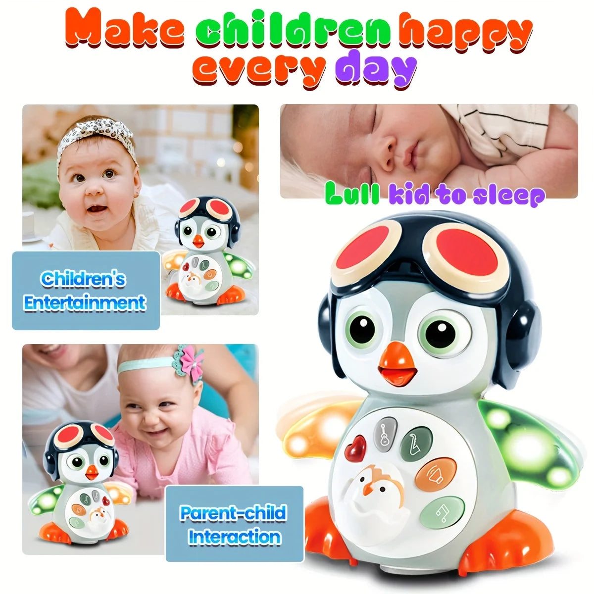 Crawling Penguin Baby Musical Tummy Time Toy with Lights