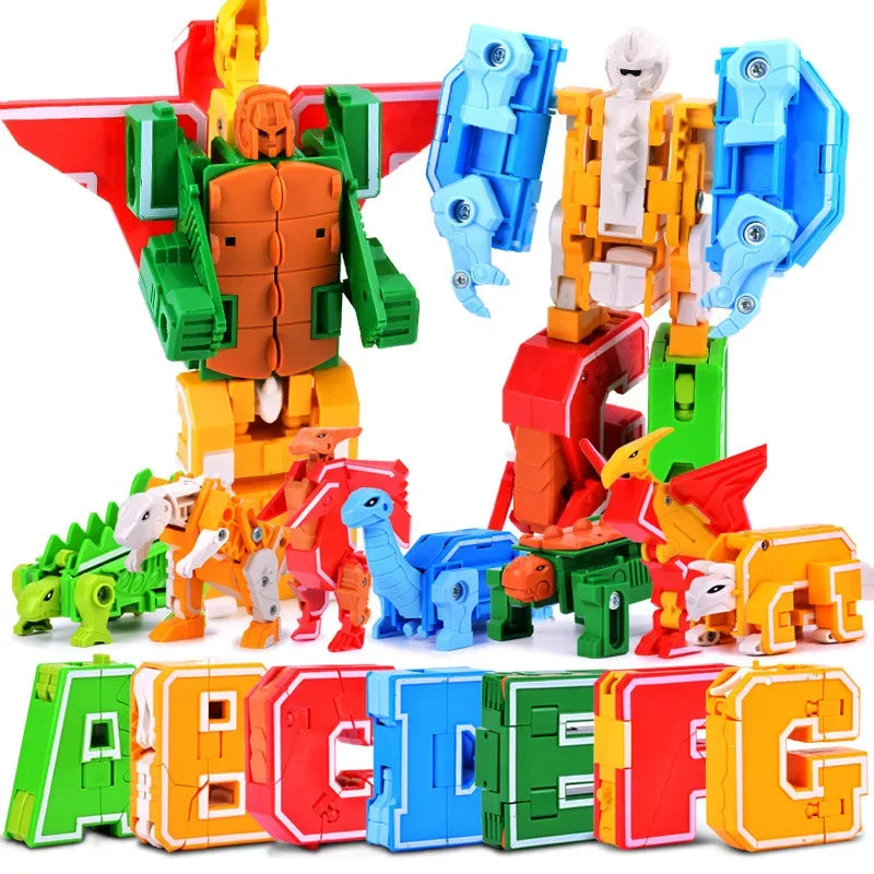 26 A-Z letter Alphabet Animal Dinosaur Warrior Deformation Action Figures Transformation Robot Toys For Children Gift Brinquedos