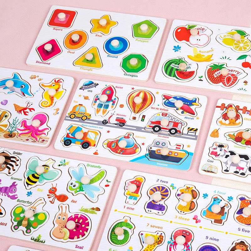 Wooden Mushroom Nail Hand Grab Puzzle - Educational Toy