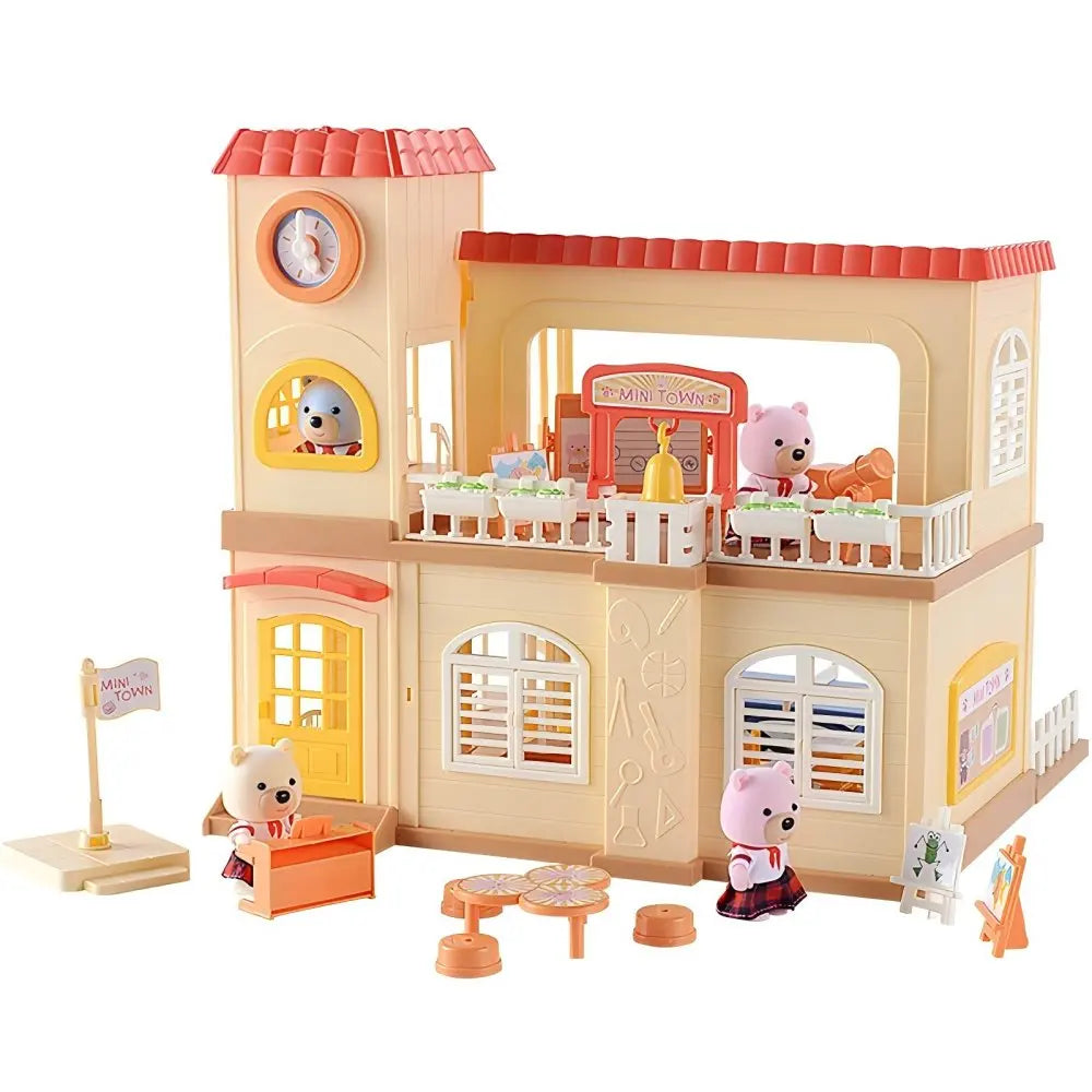 Dollhouse 1:12 Scale Mini Villa Ice Cream Shop Supermarket School Hospital Scene Cottage Model Miniature Furniture Girl Toy Gift