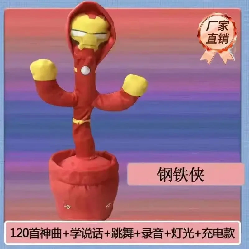 Marvel Avengers Spiderman Iron Man Captain America Creative Dancing Cactus Model Talking Recording Repeating Toy Birthday Gift