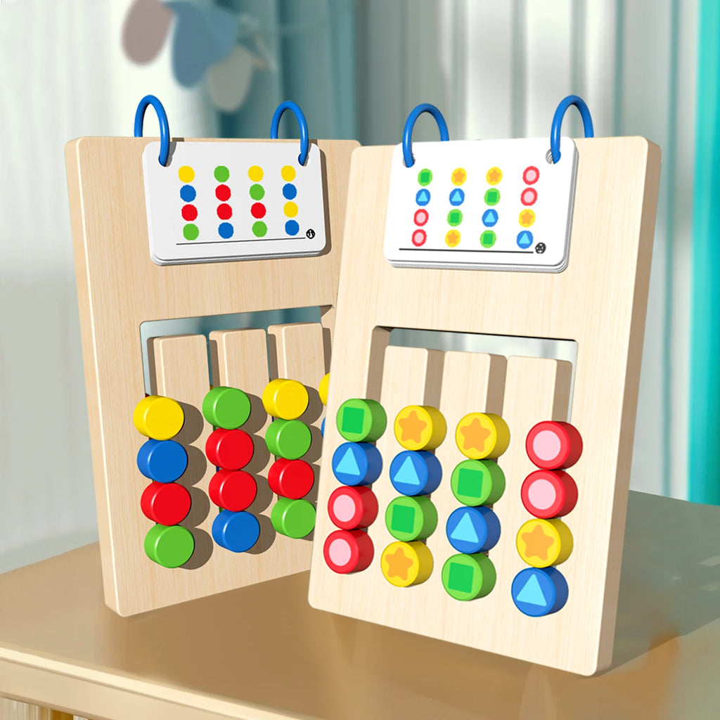 Wood Montessori Double-Sided Wooden Slide Puzzle Toy