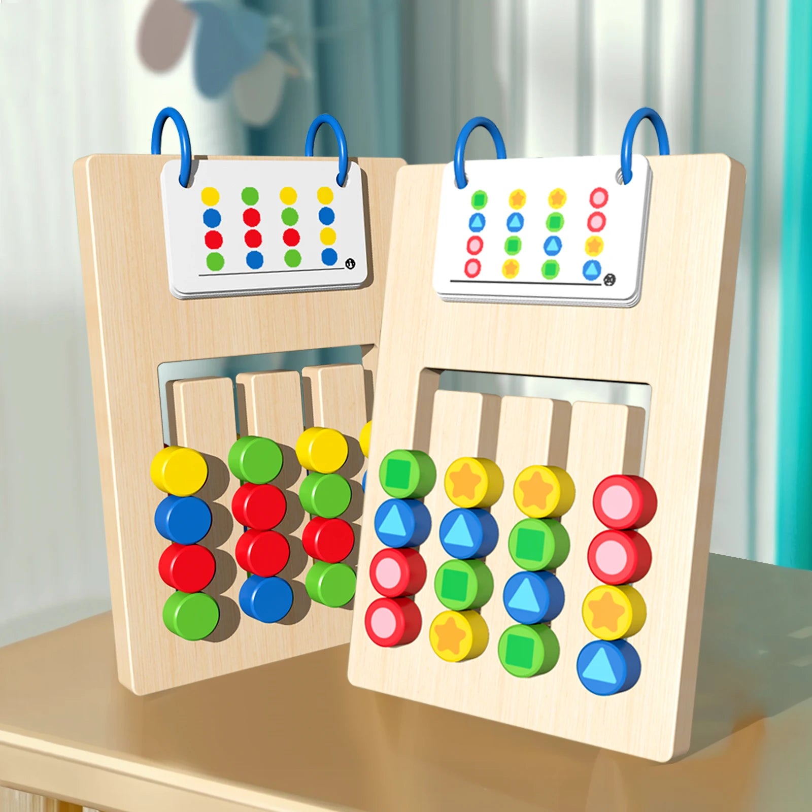 Wood Montessori Double-Sided Wooden Slide Puzzle Toy