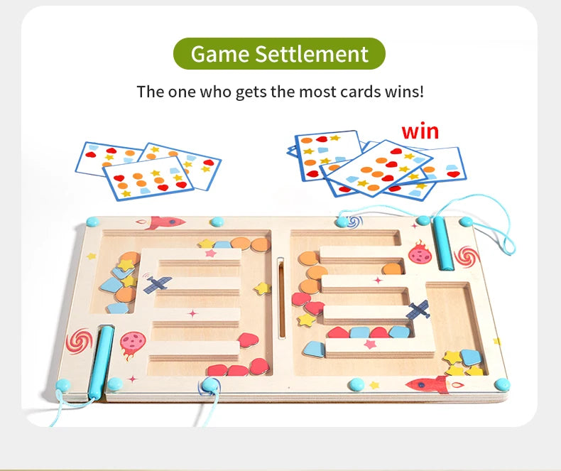 Tlewj Wooden Magnetic Color and Shape Maze Montessori Toy