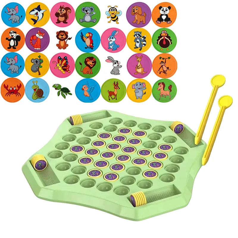 Kids Memory Game Board Chess 54 Cards Animal Fruit Flip Chess Educational Logical Thinking Learning Toy for 2-4 Players