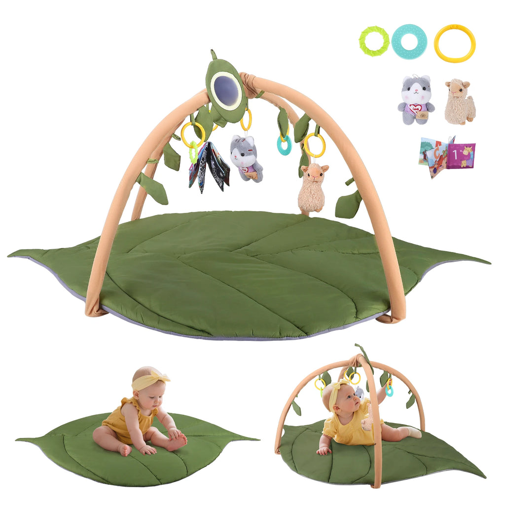 Baby Play Mat with Arch - Leaf-Shaped Extra Thick Mat