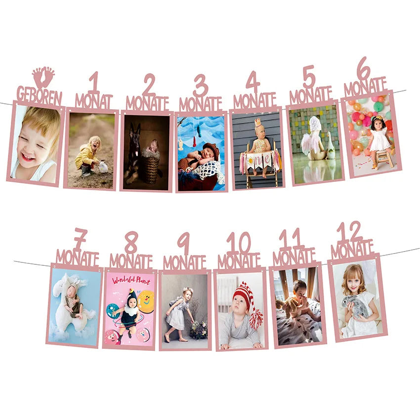 Baby 1st Birthday 12 Months Photo Banner
