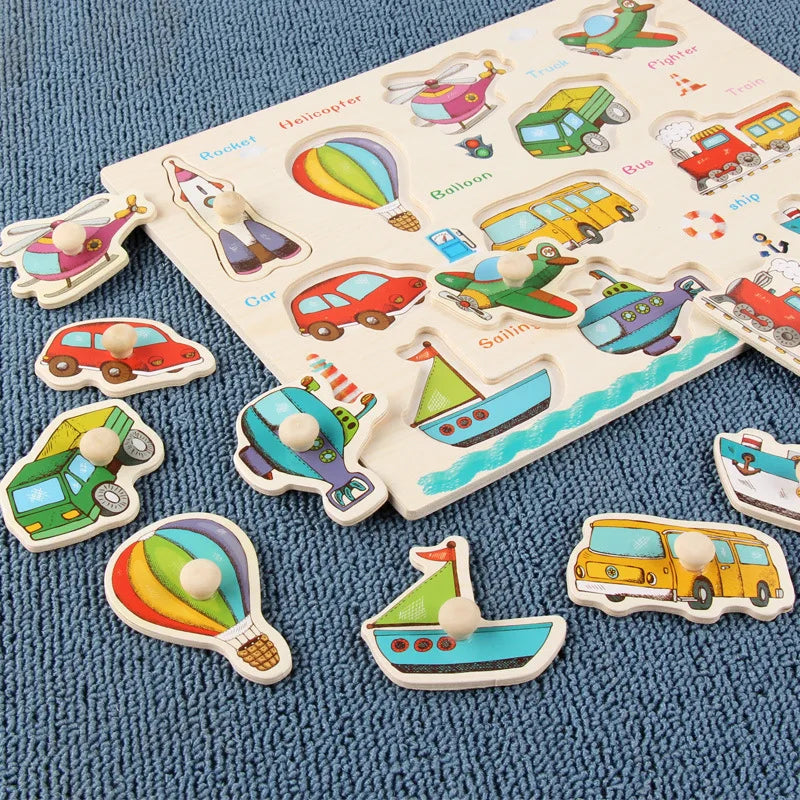 Wooden Mushroom Nail Hand Grab Puzzle - Educational Toy