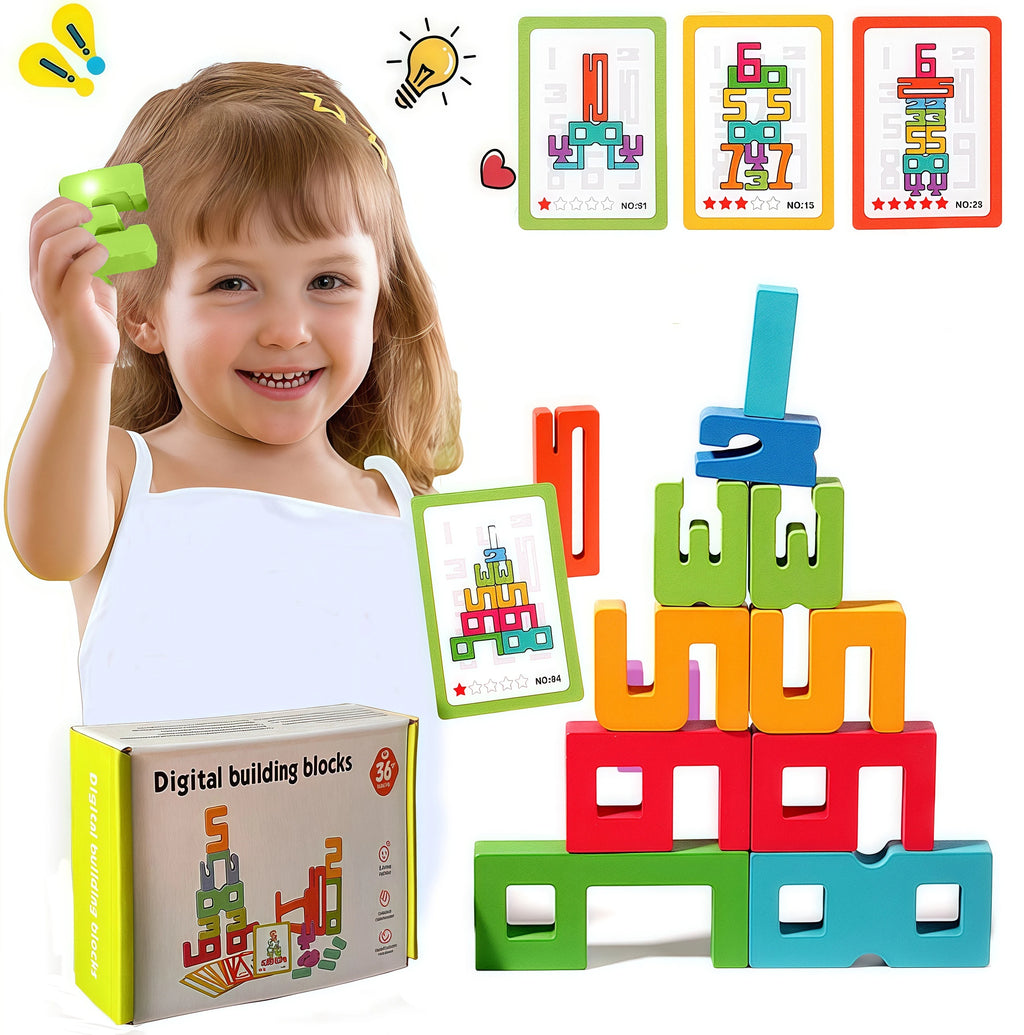 BizyKoady Wooden Stacking Train - Montessori Toddler Toy Set