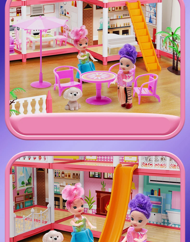 3D Assembly Diy Mini Toy House Accessories Villa Princess Castle Girl Birthday Gift Assembly Toy House