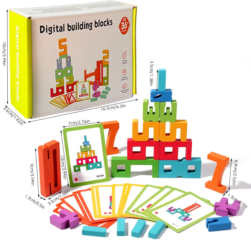 BizyKoady Wooden Stacking Train - Montessori Toddler Toy Set
