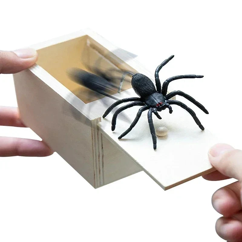 Handmade Wooden Spider Prank Scare Box - 9cm Pop Out Toy