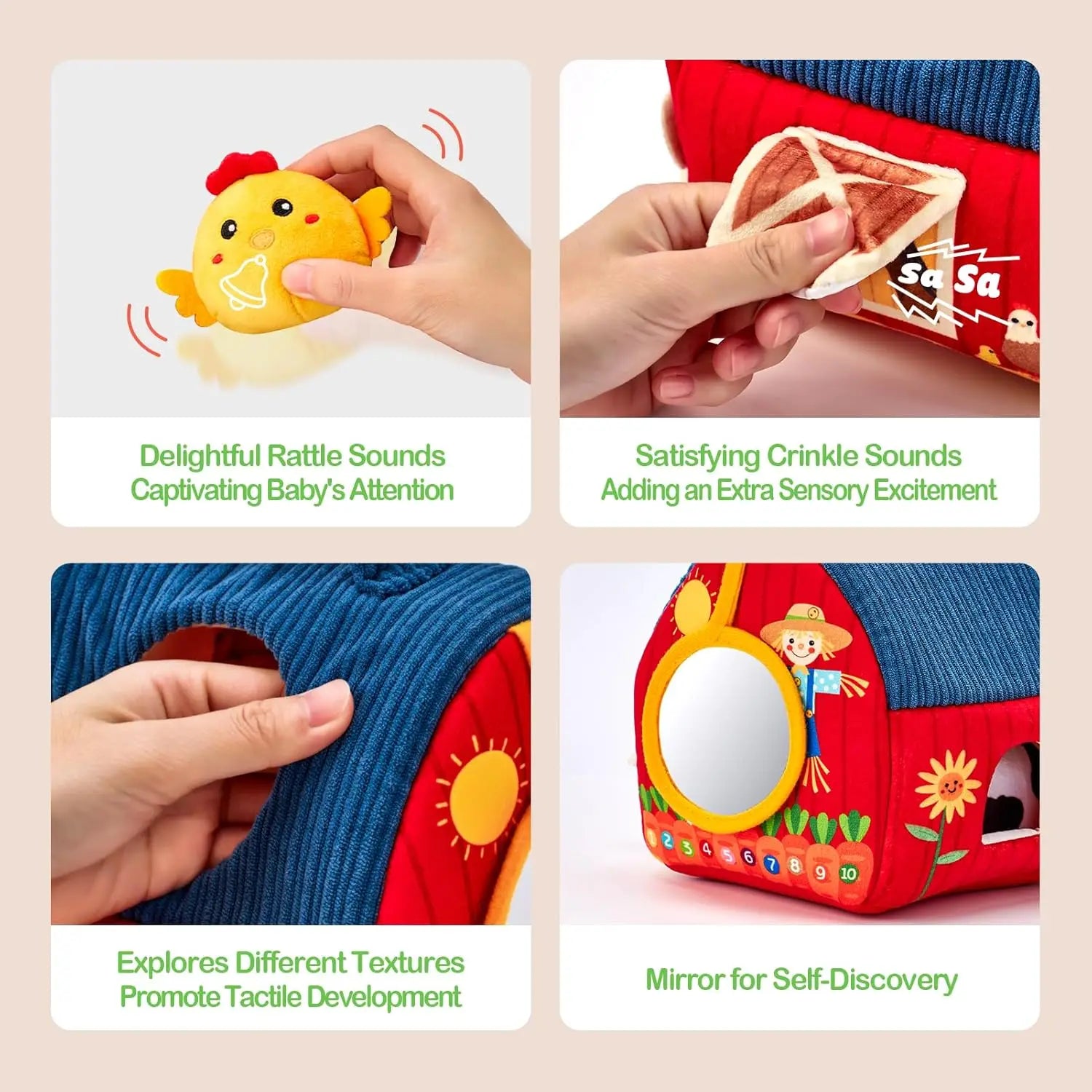 Yokibo Soft Baby Beehive Sensory Toy with 5 Plush Bees