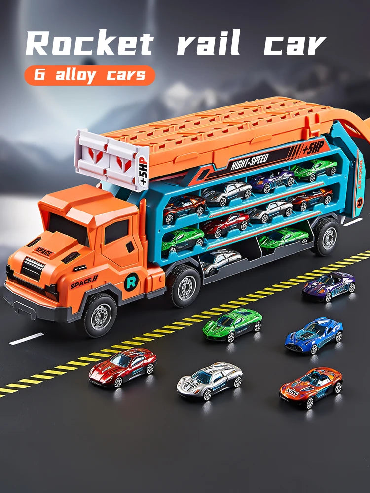 3D Rail Car - Over the Track, High Impact Flying Car - Transformed Inertial Car Puzzle Power Car Toy Set - Alloy Car Toy Set