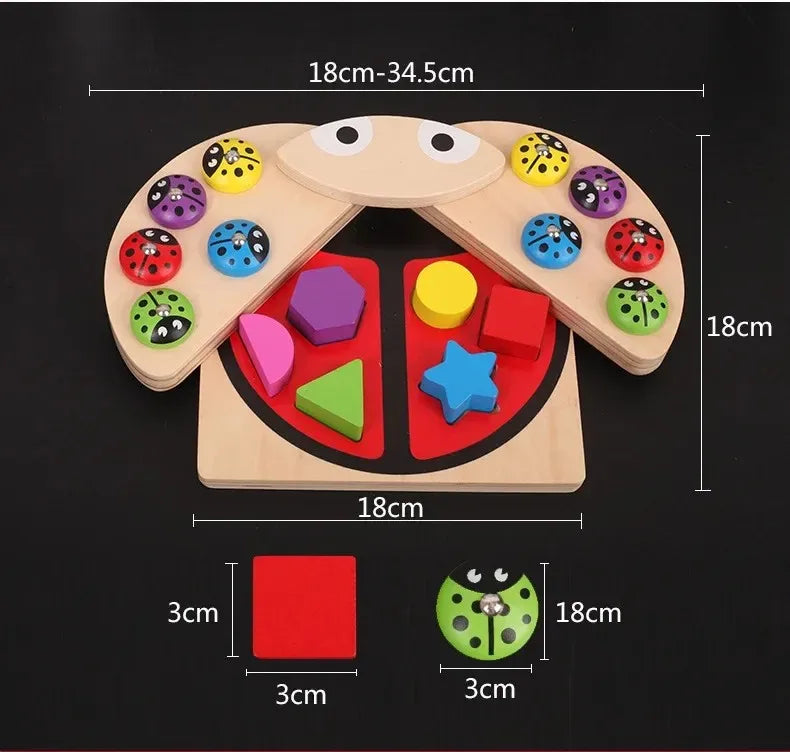 Wooden Magnetic Fishing Game & Ladybug Shape Puzzle Toy