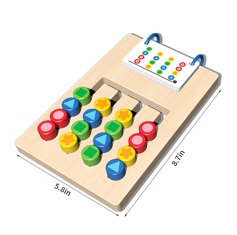 Wood Montessori Double-Sided Wooden Slide Puzzle Toy