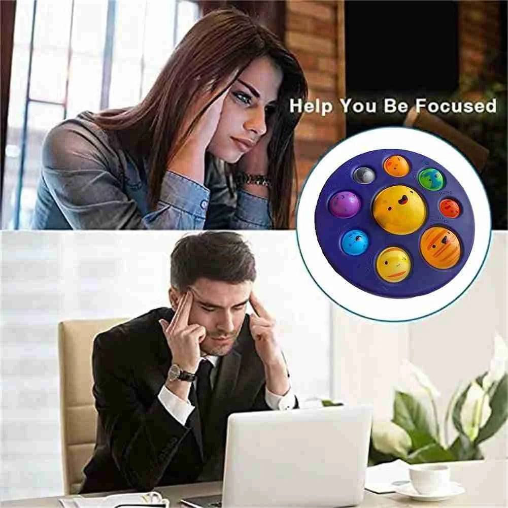 Planet Bubble Music Colorful Starry Sky Cartoon Pattern Release Decompression Silicone Pinch Music Children's Press Puzzle Toy