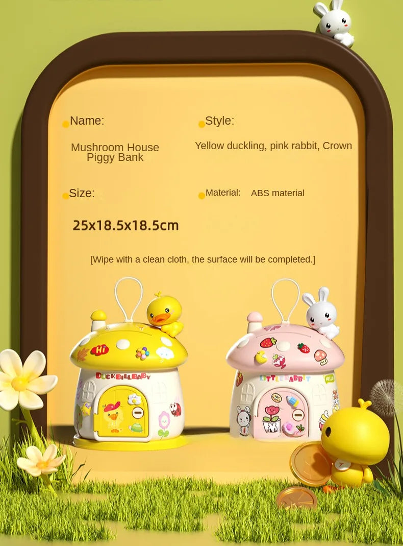 Cute Cartoon Mushroom Molding Piggy Bank 3D Stickers for Creative DIY Desktop Ornaments Key Protection Gifts