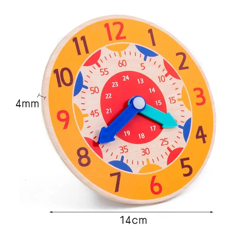 Kids Montessori Wooden Clock - Educational Time Learning Toy