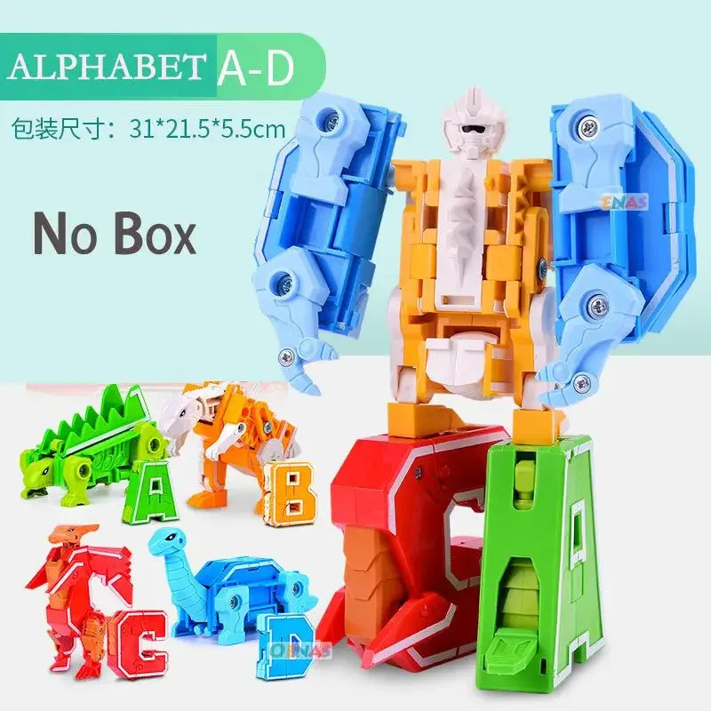 26 A-Z letter Alphabet Animal Dinosaur Warrior Deformation Action Figures Transformation Robot Toys For Children Gift Brinquedos