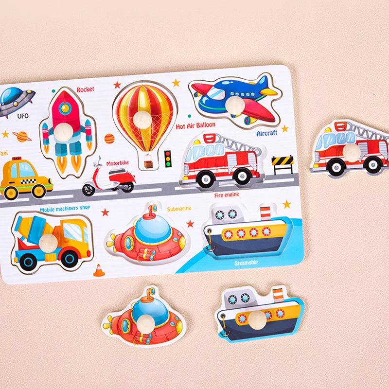 Wooden Mushroom Nail Hand Grab Puzzle - Educational Toy
