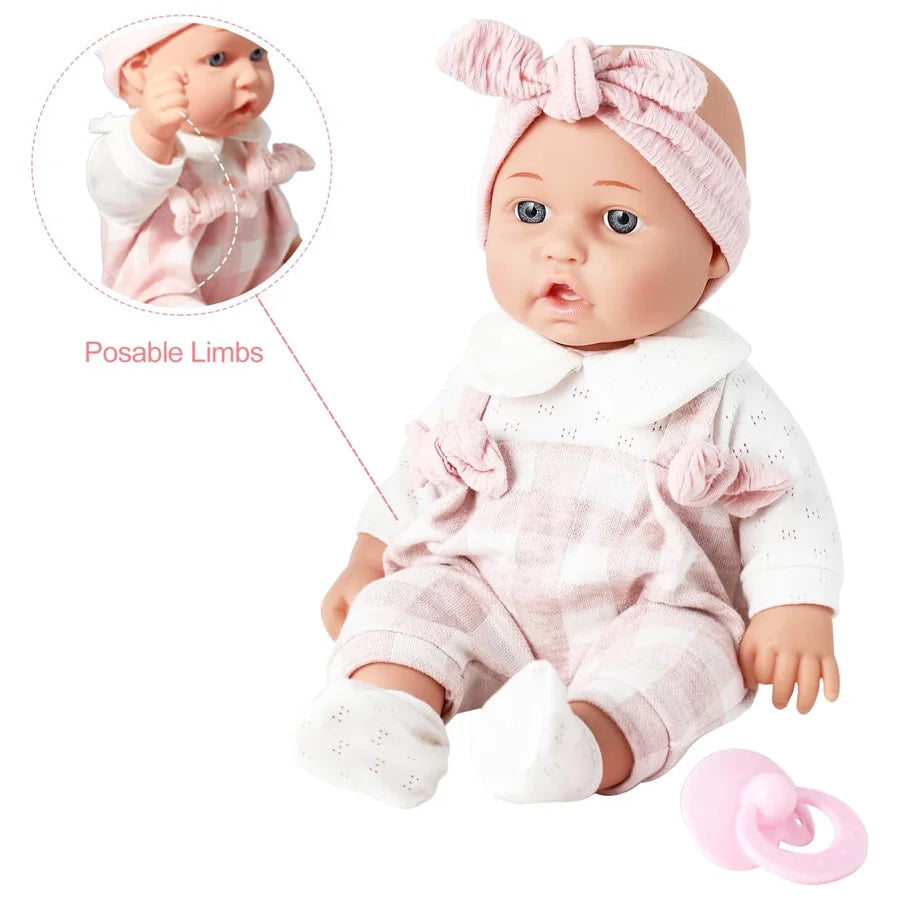 12" Reborn Baby Doll - Vinyl Pink Newborn Toy