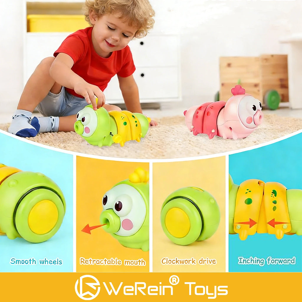 Wind-Up Crawling Caterpillar Toy - Plastic Gliding Plaything
